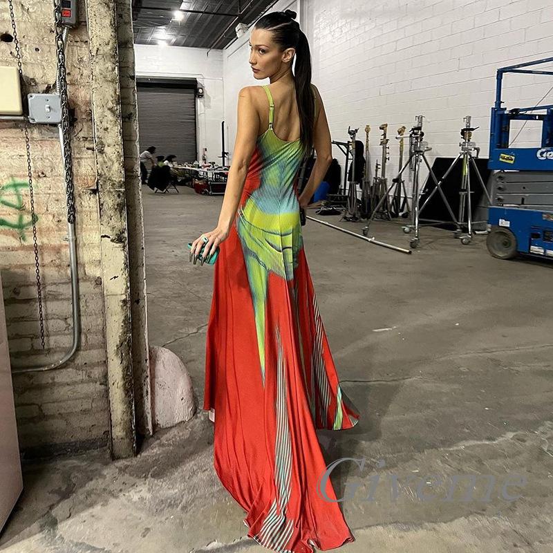 Đầm Body Sát Nách Cổ Chữ U In Họa Tiết 3D Thời Trang Mùa Hè Cho Nữ