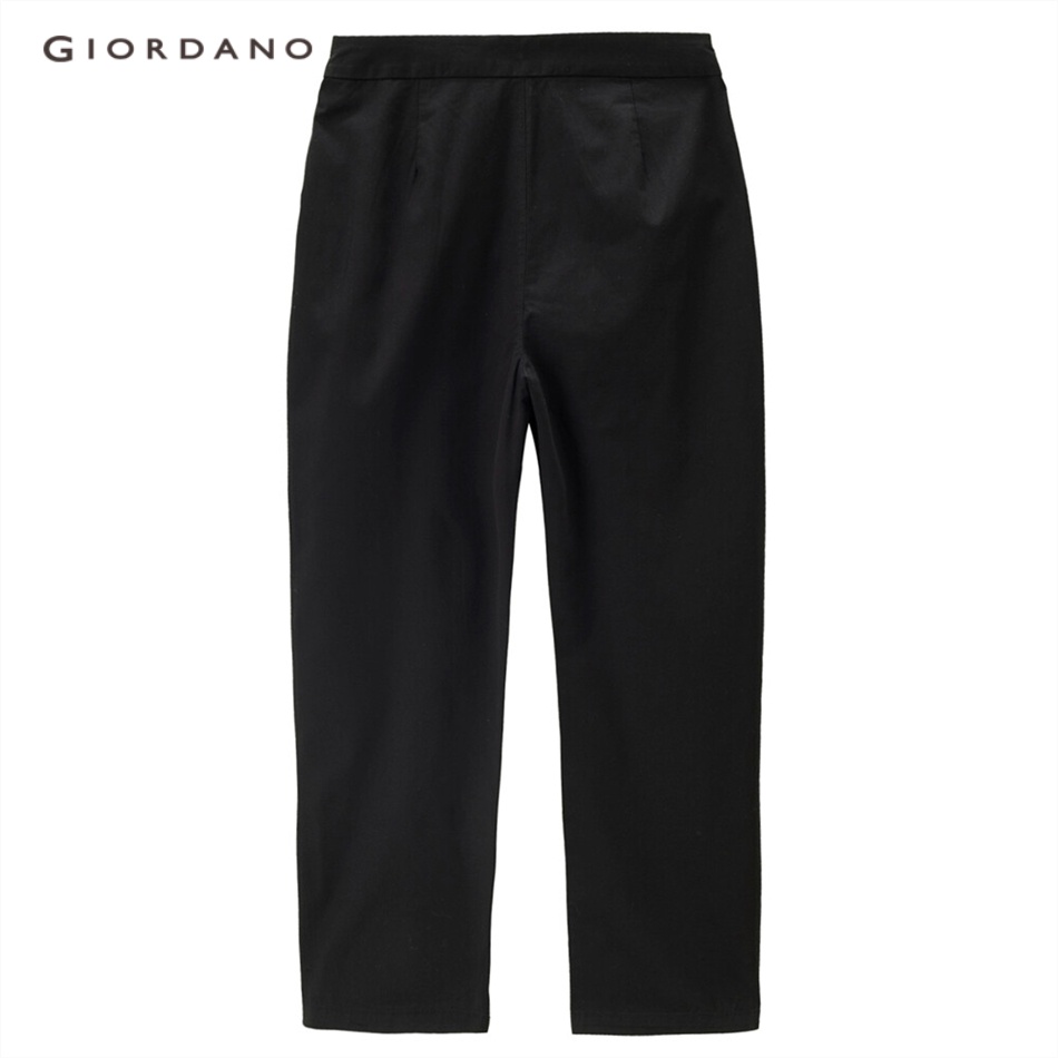 Quần GIORDANO 13423221 cotton nhẹ lưng cao vừa màu trơn dành cho nữ