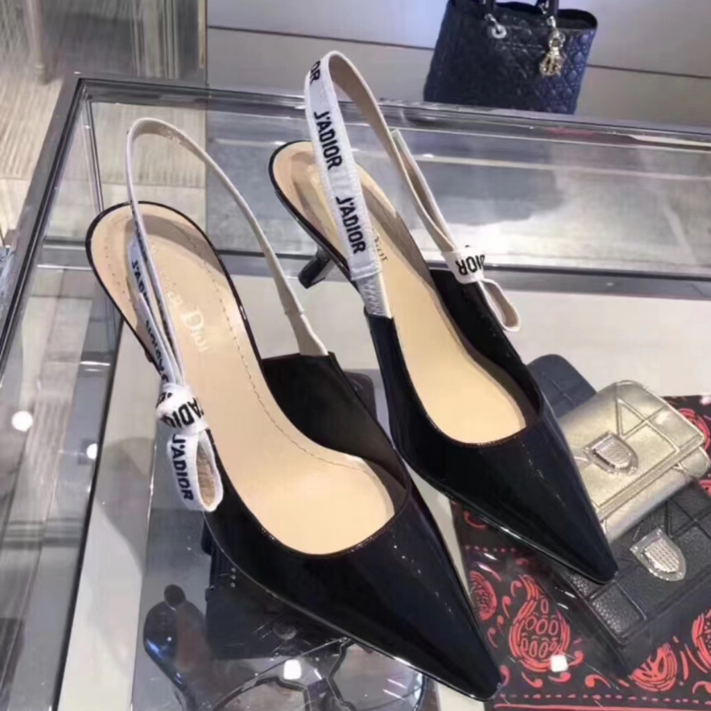 23 mùa xuân và mùa hè thời trang mới thắt nơ chữ cái bằng da sáng chế Giày cao gót gót mèo