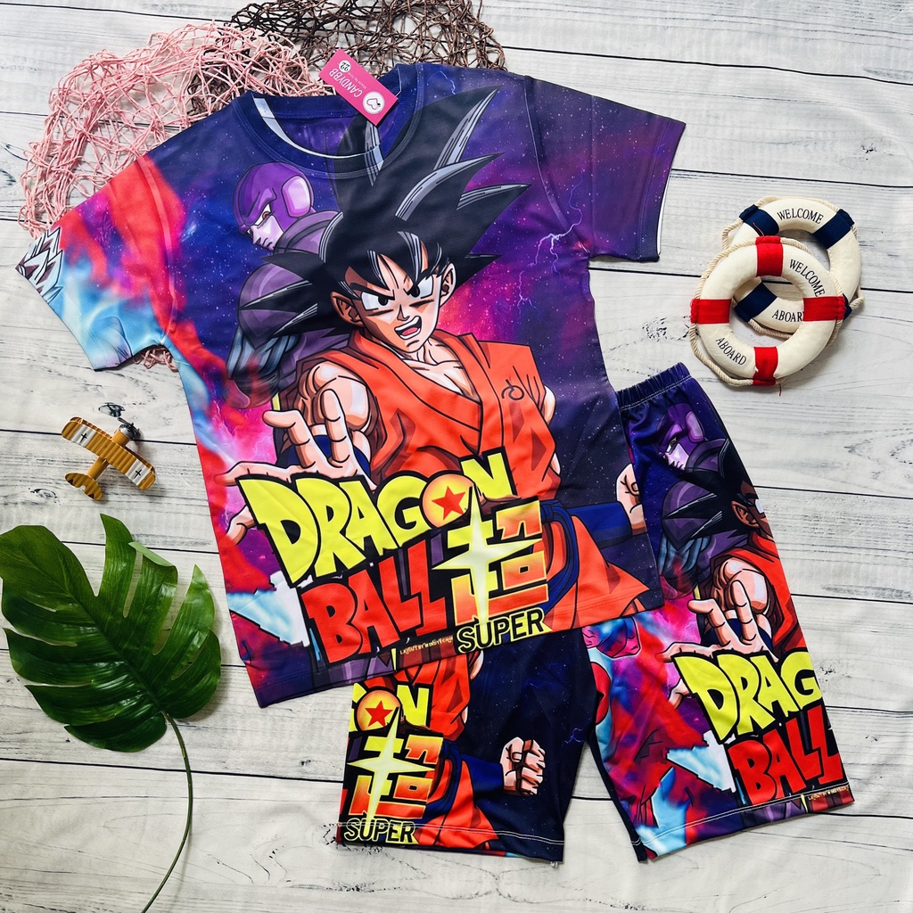 Đồ bộ bé trai, bộ thun lạnh in hình Songoku hoạt hình Dragon Ball  nhiều màu chất đẹp 10kg đến 60kg