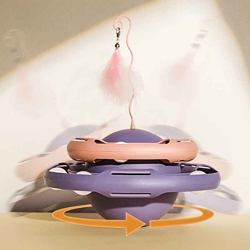 Elsabell. Đồ Chơi Tháp Banh Cho Mèo Bàn xoay cho mèo Đồ chơi tương tác vui nhộn Lông vũ Hình tròn Mèo con