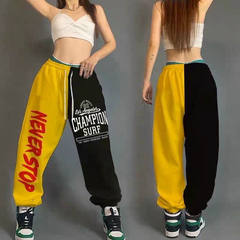 Quần jogger chất xi gió nhảy hiphop, Zumba, dân vũ, earobic, đồng phục đội nhóm biểu diễn nữ
