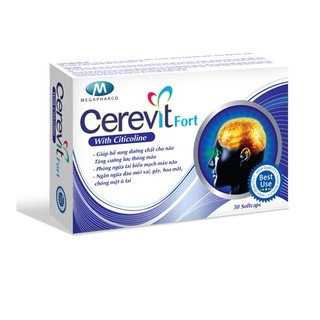Hoạt Huyết Dưỡng Não Cerevit Fort - Phòng Ngừa Tai Biến Mạch Máu Não - Hết Đau Đầu Hoa Mắt Chóng Mặt Ù Tai - Hộp 30 Viên