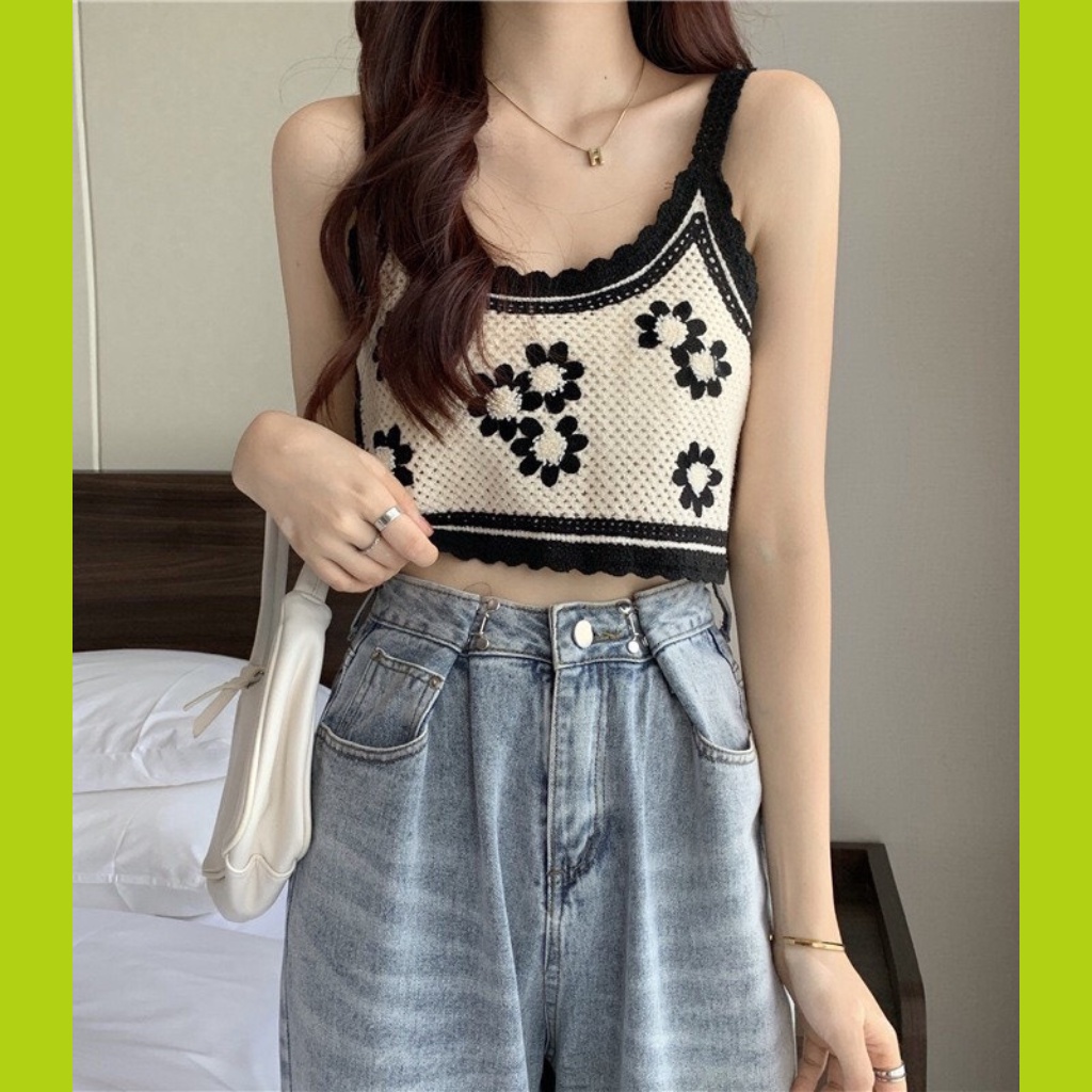 Áo croptop hai dây thổ cẩm siêu xinh kết hợp hè thu LD0001