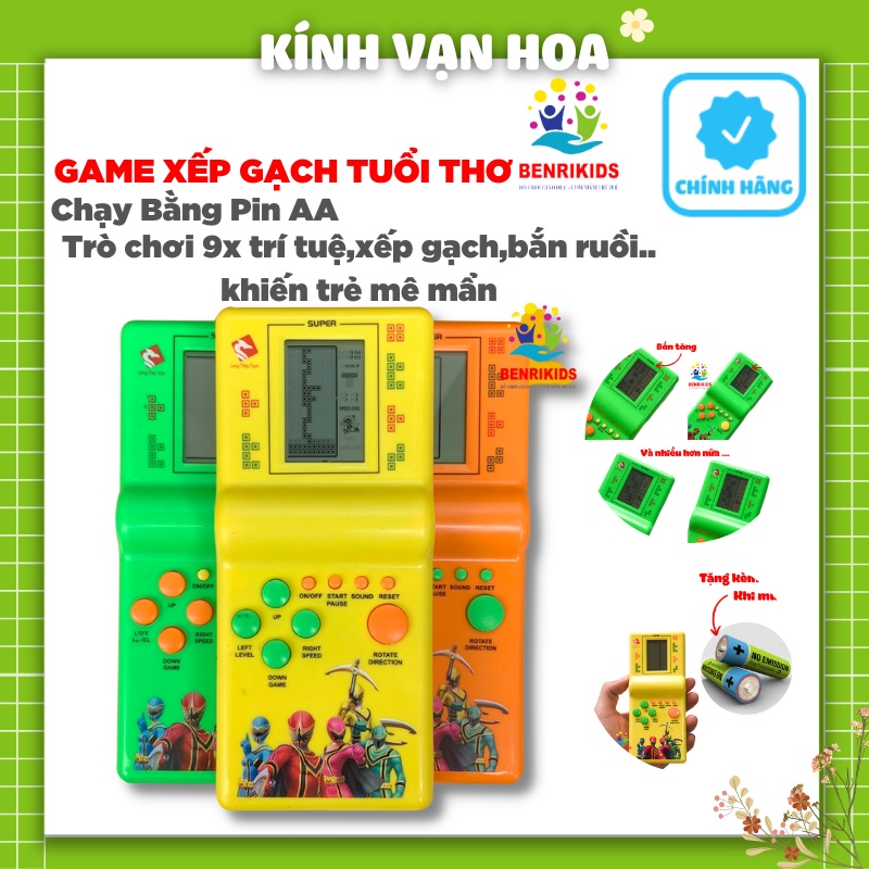 Máy Điện Tử Xếp Gạch Hình Cầm Tay Thần Thánh - Trò Chơi Game 4 Nút Tuổi Thơ Trẻ Em