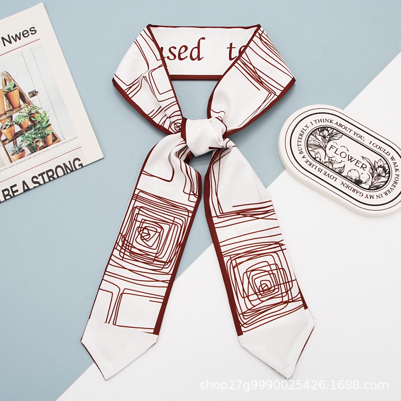Khăn Choàng Lụa In Họa Tiết Trừu Tượng Đa Năng Dùng Trang Trí Túi Xách / Khăn Quàng Cổ / Băng Đô