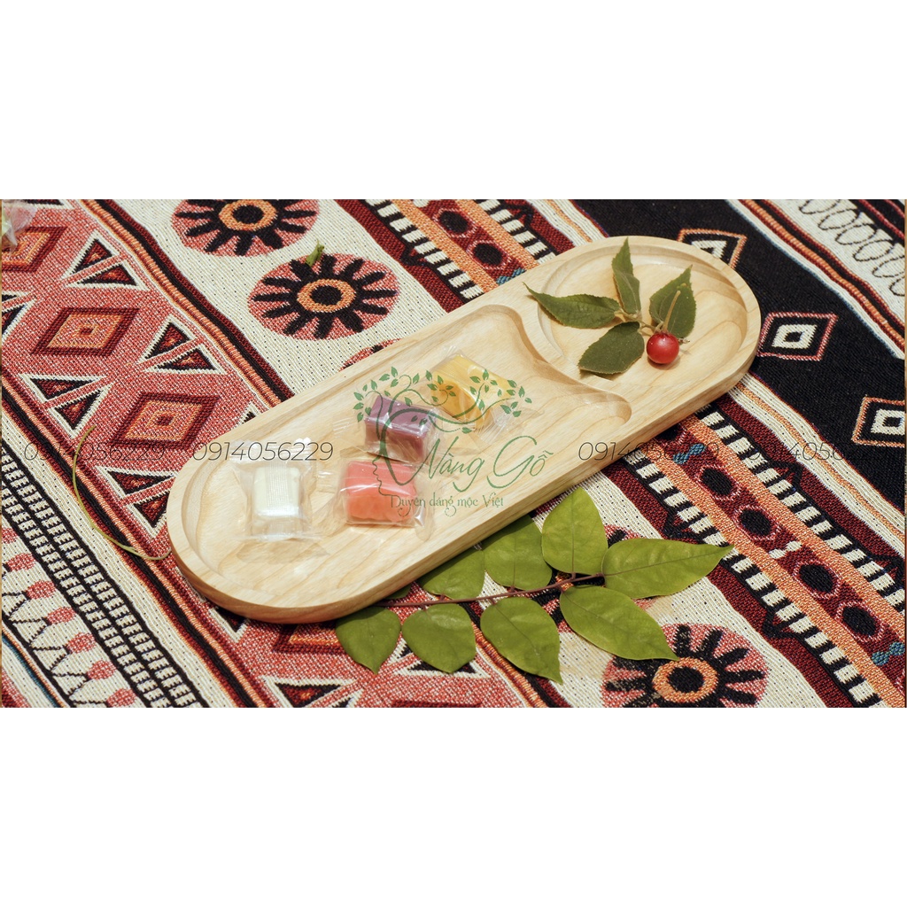 Thớt  gỗ oval chia ngăn decor, chụp hình.