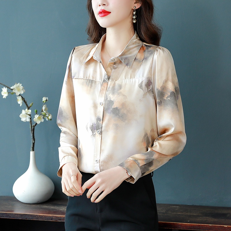 Áo Sơ Mi Chiffon Cao Cấp Tay Dài In Họa Tiết Hoa Thời Trang Mùa Xuân 2023 Mới Cho Nữ