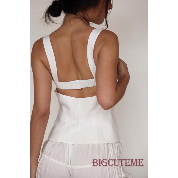 Áo Hai Dây Mùa Hè Màu Trơn Cổ Chữ V Hở Vai Cho Nữ