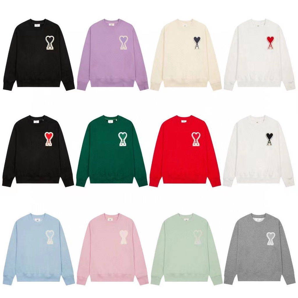 Áo sweater Tay Dài Thêu Hình Trái Tim + Thẻ Vải cotton Thời Trang Cho Cặp Đôi