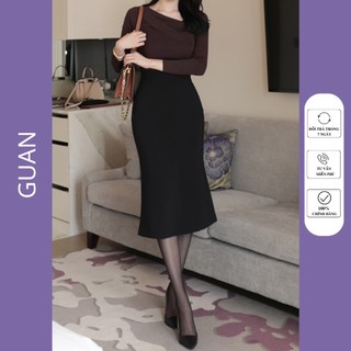 Chân váy đuôi cá dài qua gối, chân váy công sở đuôi cá dáng dài