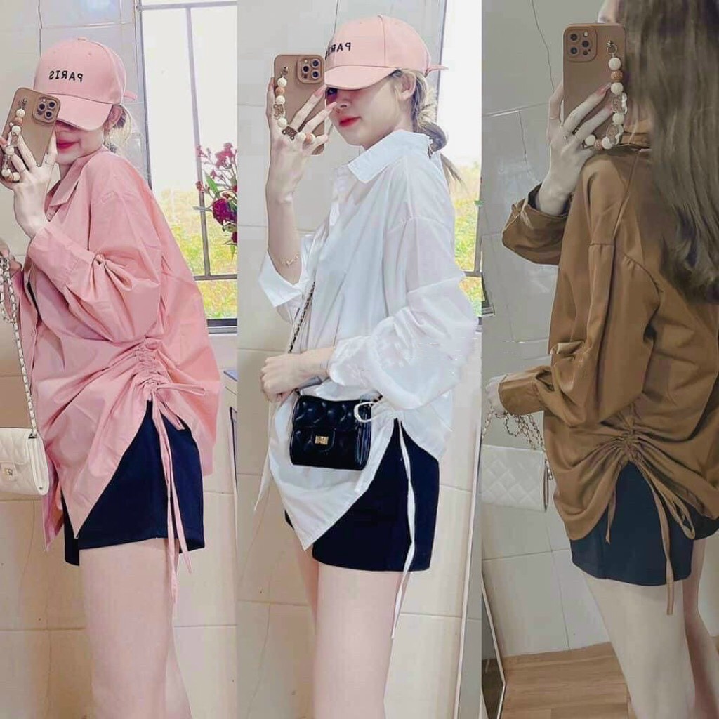 Sơ Mi Nữ Rút Eo, Sơ Mi Dáng Dài Giấu Quần Hàng Thiết Kế