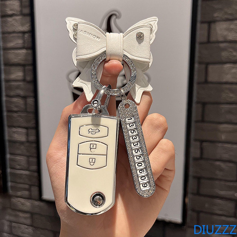 Dây Đeo Bằng Da Không Cần Khoan Lỗ Vỏ Bảo Vệ Chìa Khóa Xe Hơi Mazda 2 3 6 Atenza Axela Demio CX-5 CX5 CX-3 CX7 CX-9 2015 2016 2017 2018 2019