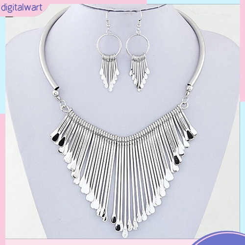 Bộ Trang Sức Gồm Dây Chuyền / Bông Tai / Vòng Cổ Tua Rua Thời Trang Cho Nữ