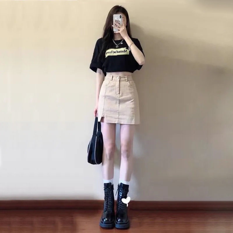 Set Áo Váy Ngắn Phong Cách Đường Phố Hong Kong Thời Trang Mùa Hè 2022 Mới Cho Nữ