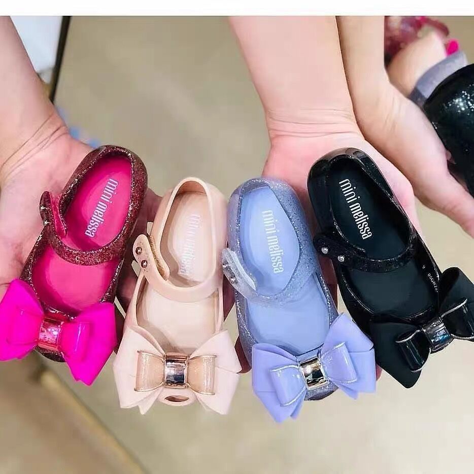 Giày Sandal Đế Mềm Đính Nơ Đôi Phong Cách Melissa Dành Cho Bé Gái