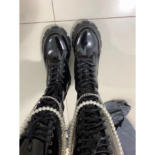 Boot da bóng đế 6cm kèm xích cực trend Ulzzang