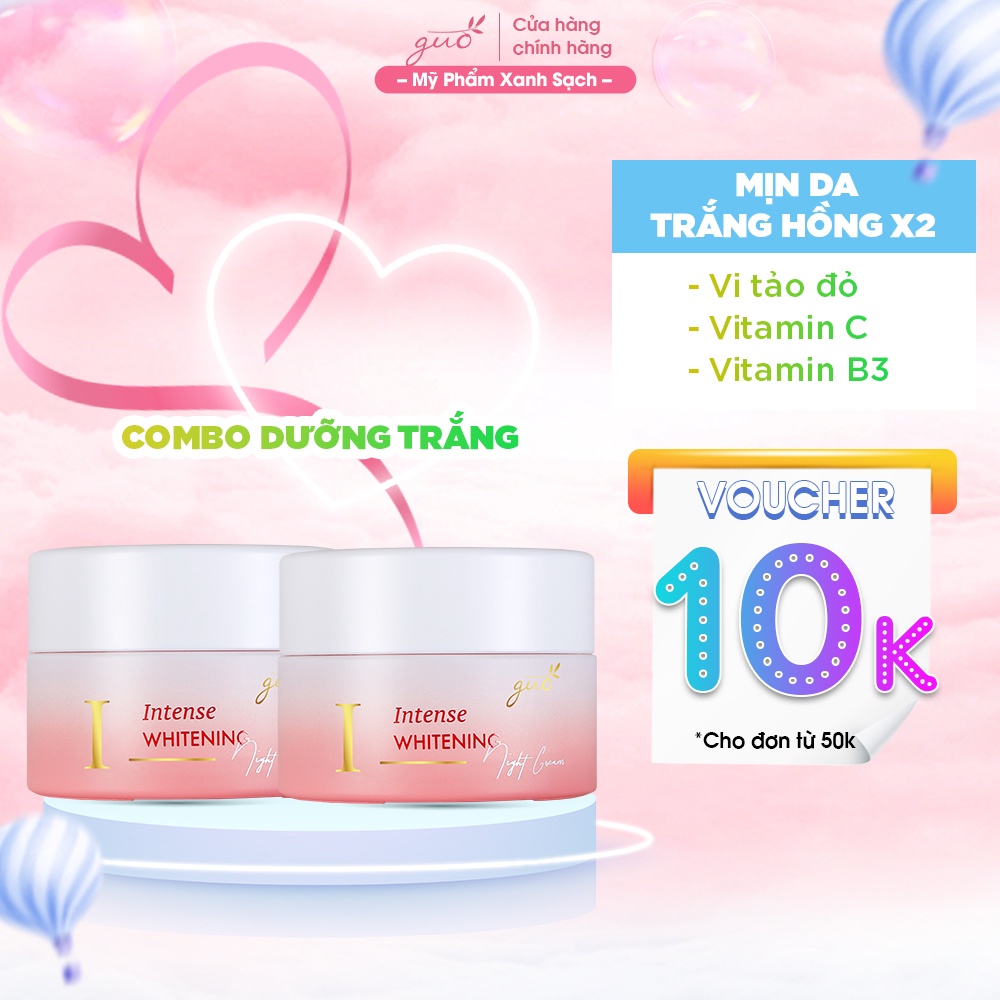 Bộ đôi Kem face đêm vi tảo đỏ dưỡng trắng hồng tự nhiên 100% thiên nhiên GUO 30gr