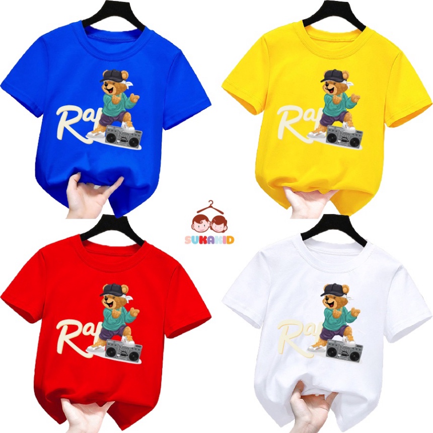 Áo thun trẻ em be trai bé gái hình gấu RADIO bé từ 6kg đen 30kg.G7.