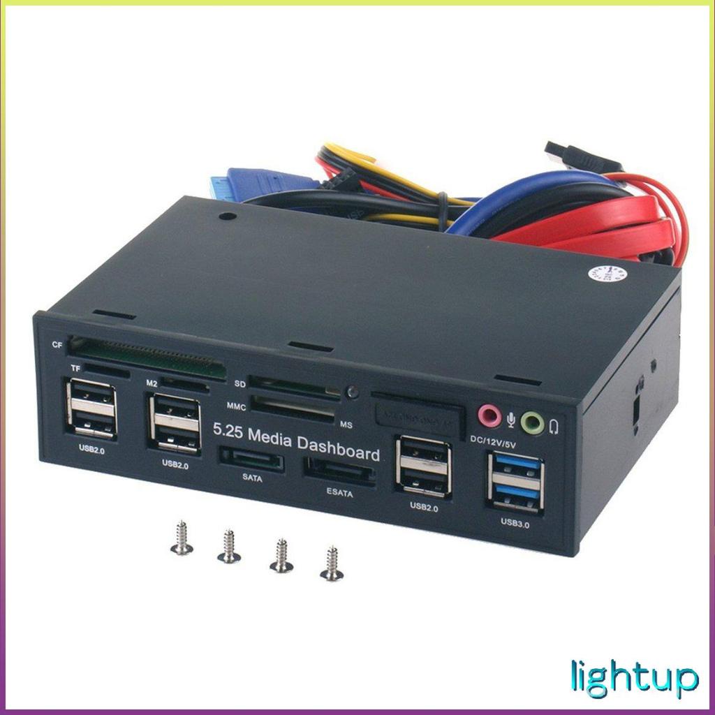 5.25" Pc Bảng điều khiển phía trước Phương tiện USB 3.0 Hub Âm thanh Đầu đọc thẻ Sata Esata [P/12]