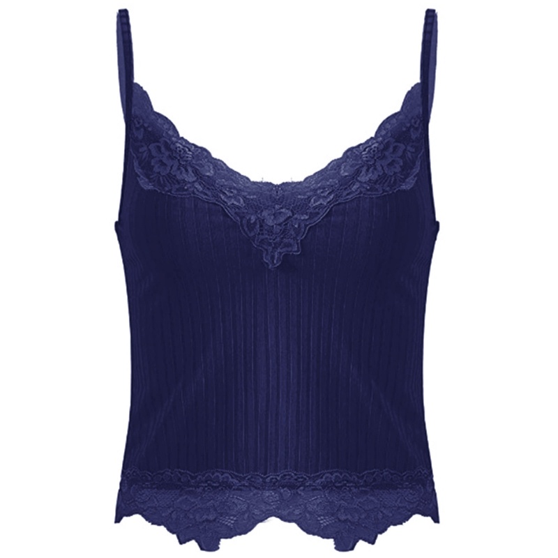 Áo Tank Top Hai Dây Cổ Chữ V Viền Ren Đơn Giản Cho Nữ