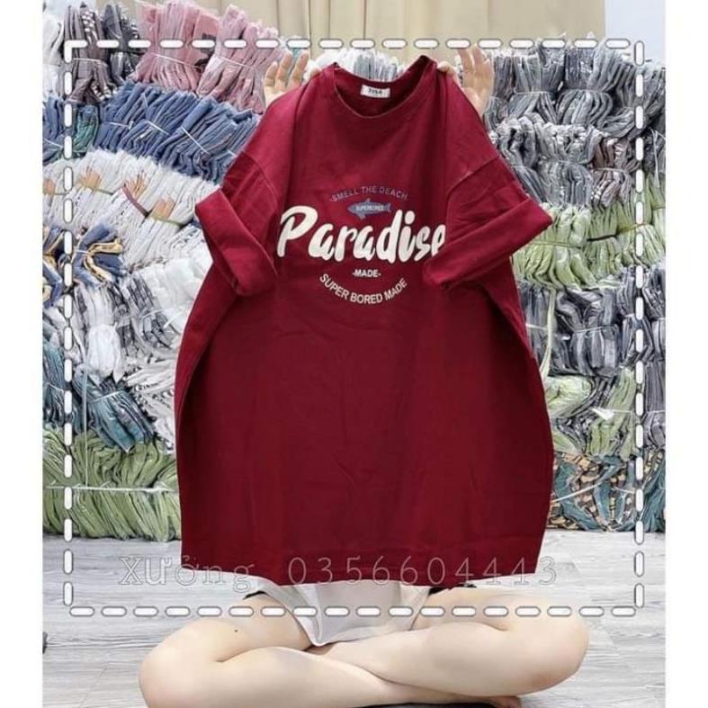 [ Rẻ Vô Địch ] Áo Phông Tay Lỡ Thun 3158 Cotton Khô Form Rộng Unisex Nam Nữ In Hình Paradise