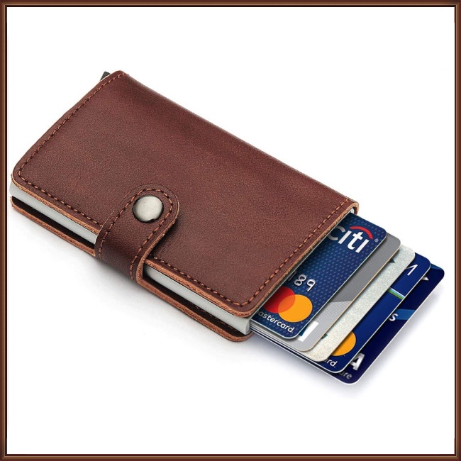 Ví Đựng Thẻ Tín Dụng Bật Lên Tự Động Chống Trộm Rfid Sự Bảo Vệ