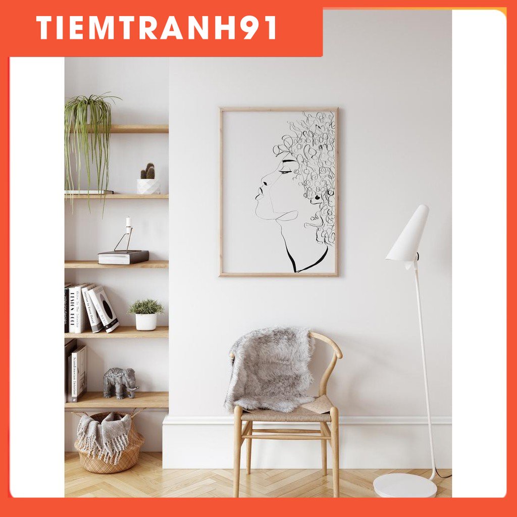 Tranh treo tường | Line art-Female line art print, minimal, African art 102 , tranh canvas giá rẻ