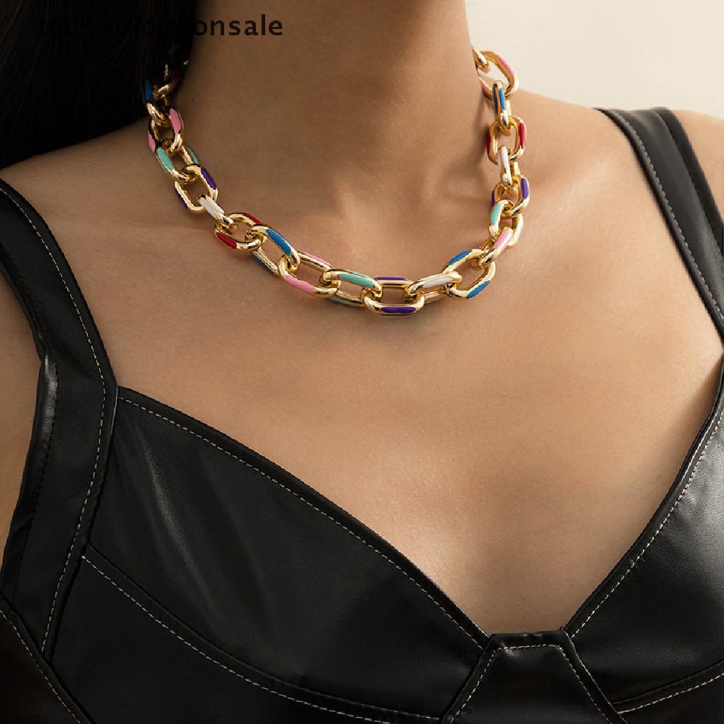 Vòng Cổ Choker Dây Xích Nhôm Sơn Màu Sắc Cho Nữ Giới