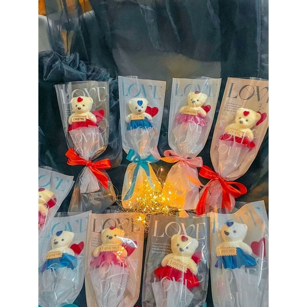 Bó hoa gấu love 1 con