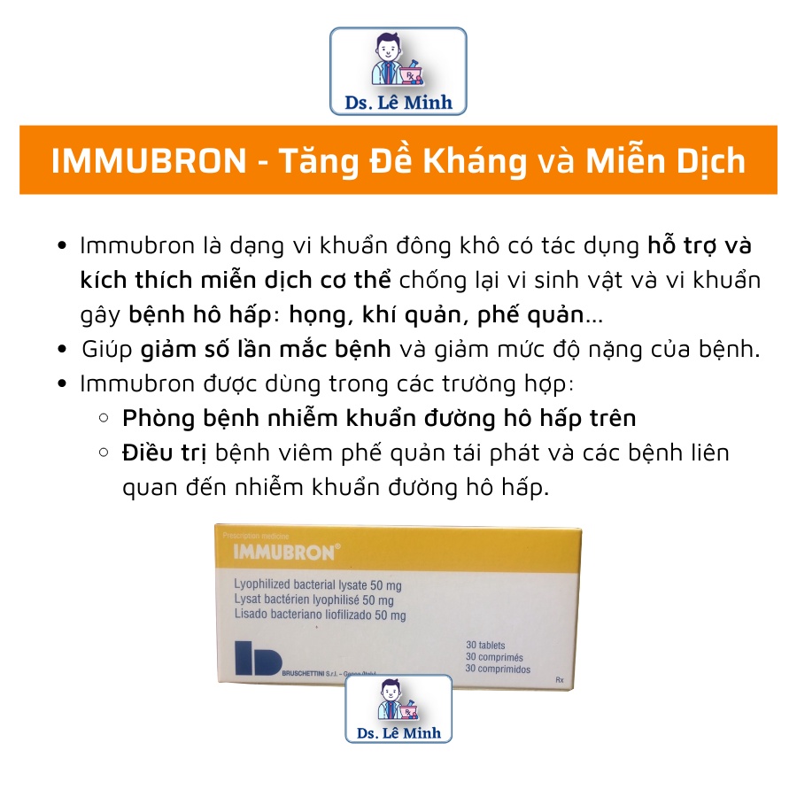 IMUBRON - Tăng đề kháng, miễn dịch phòng tránh nhiễm khuẩn hô hấp nhập khẩu Italia