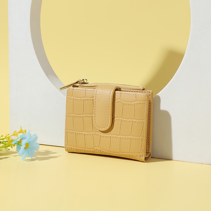 Ví IELGY màu trơn có khóa kéo đơn giản phong cách Hàn Quốc thời trang cho nữ