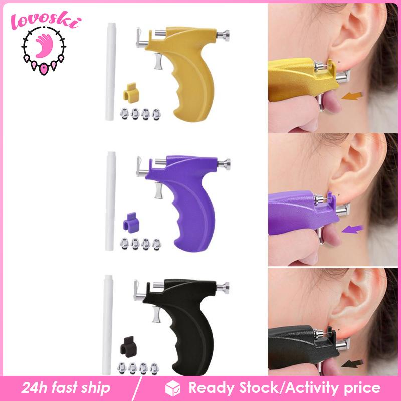 Dụng Cụ Xỏ Khuyên Tai Bằng Thép Không Gỉ Màu Vàng