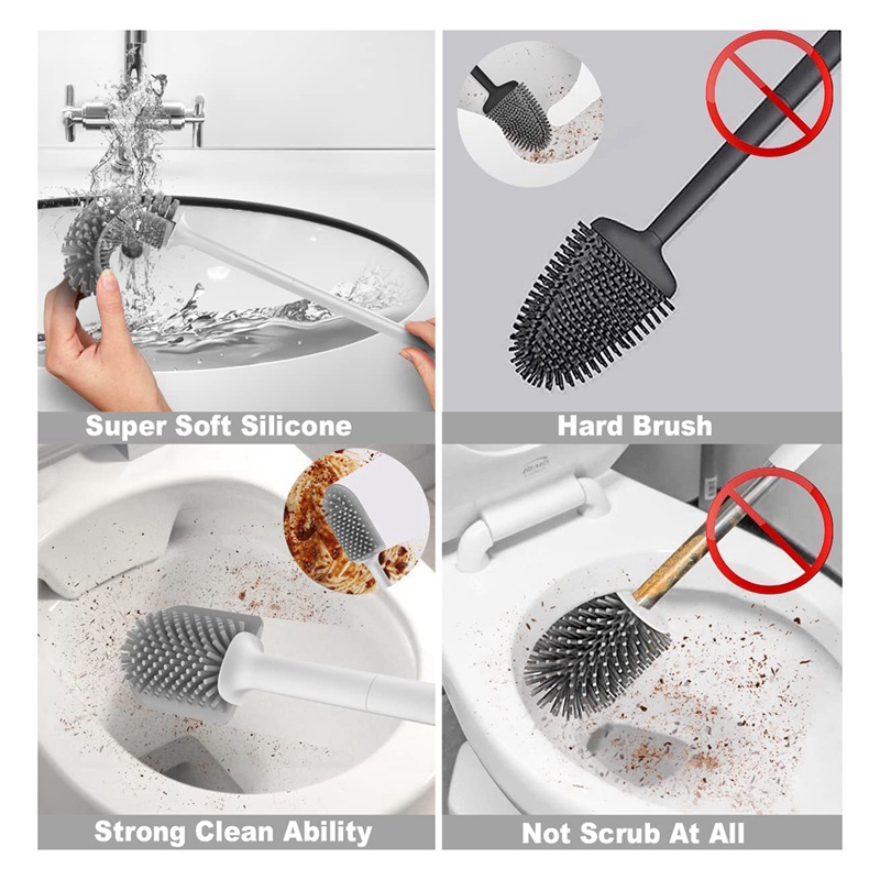 Bộ 2 Bàn Chải Vệ Sinh Toilet Bằng Silicon Kèm Giá Đỡ Tiện Dụng