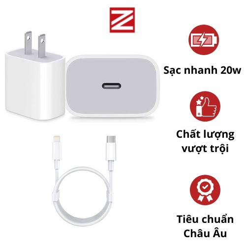 Bộ sạc nhanh 20w PD dành cho IP sạc 30p lên 50% chính hãng ZUZG PD01