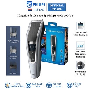 Tông đơ cắt tóc cao cấp philips hc5690/15 - kiểu pin: li-ion - công suất: 9w