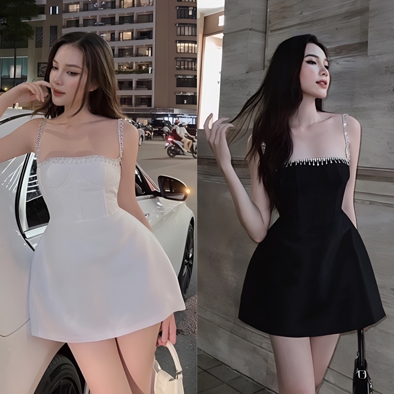 Đầm hai dây đá bling bling Trâm Anh Clothing - 371
