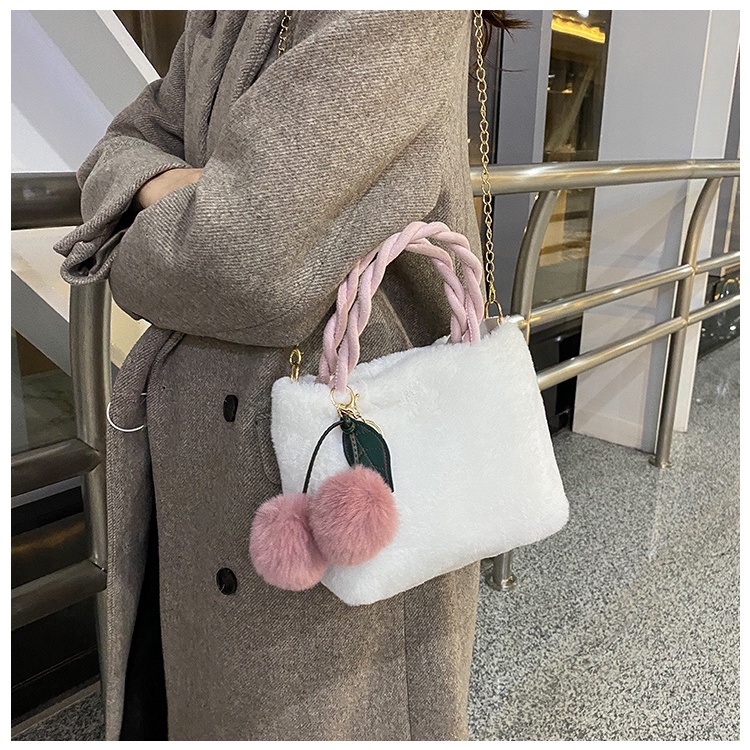 Túi Xách Lông Nhung Hình Quả Cherry Xinh Xắn Cho Nữ