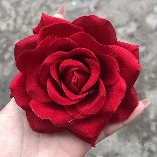 Đầu bông hoa hồng nhung, hoa hồng nhung gấm, hoa lụa, hoa giả, trang trí,