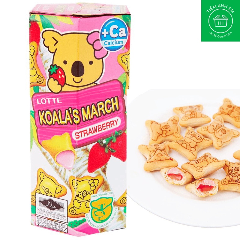 Bánh gấu nhân kem Lotte Koala's March hộp 37g các vị socola/ socola trắng/ dâu