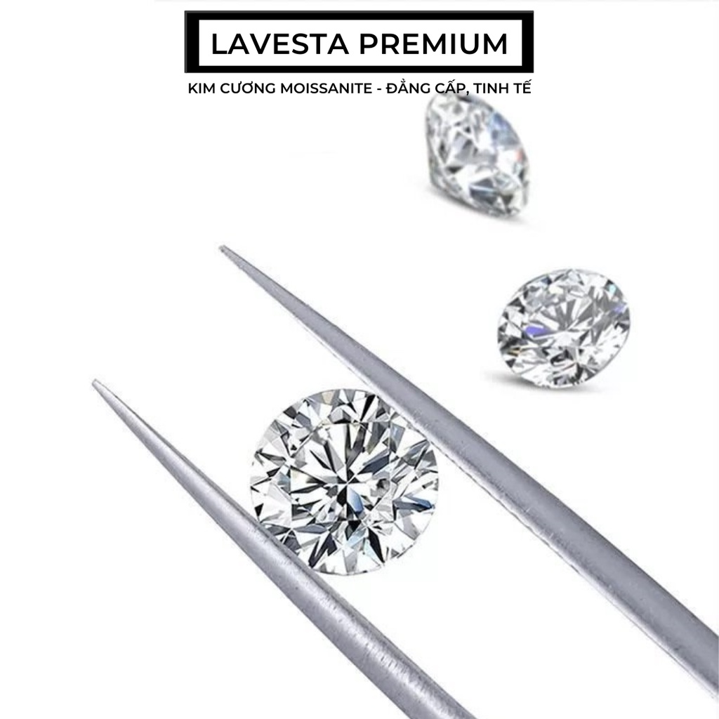 Kim cương nhân tạo Moissanite chính hãng, kiểm định GRA KC02 LAVESTA loại đặc biệt size 10 ly