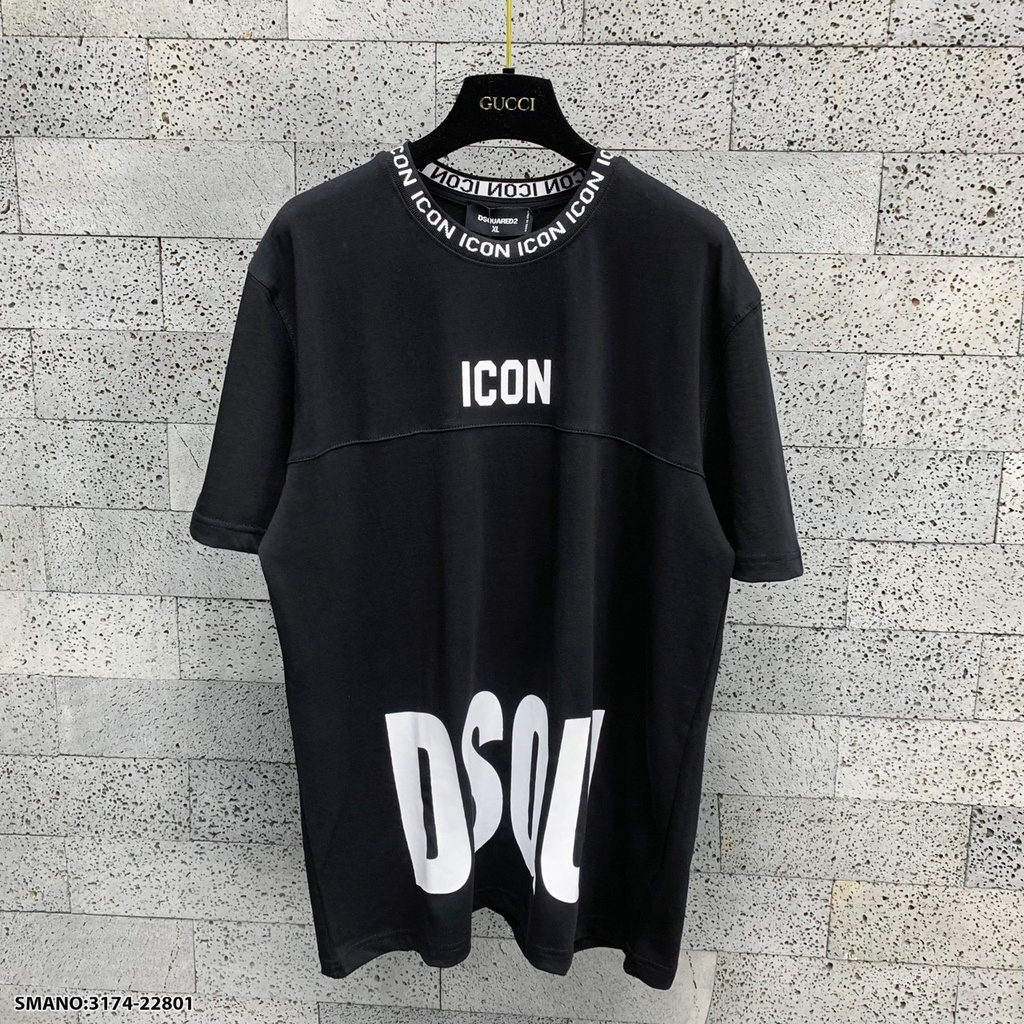 Áo Phông Nam DSQ Phối Viền Cổ Cao Cấp hai màu trắng đen hot hit