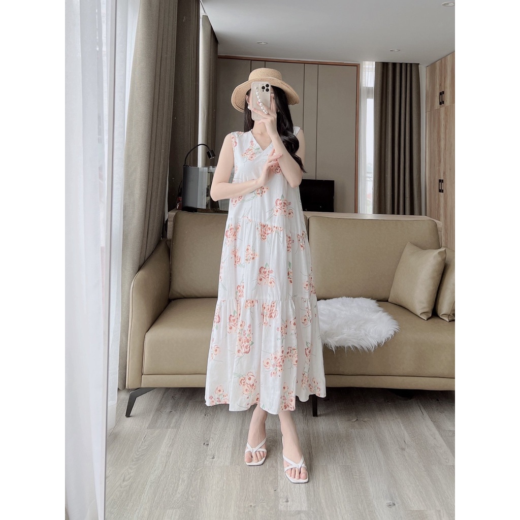 Váy Maxi Hoa Trắng TVH119 Đi Biên