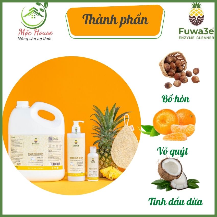Nước Rửa Chén Bát Hữu Cơ, Nước Rửa Bình Sữa Fuwa3e Organic  Sinh Học 100ml An Toàn Cho Bé bảo Vệ Da Tay, Mộc Xanh House