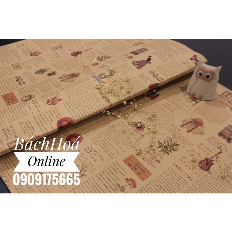 Giấy Kraft hoa tiết vintage - nhiều mẫu - kích thước 51x71cm