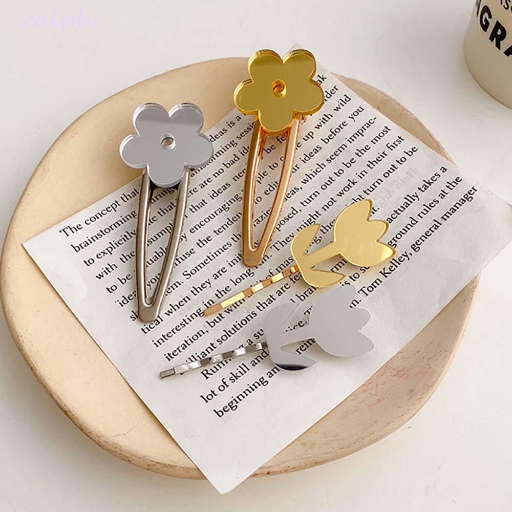 Kẹp Tóc Kim Loại Hình Hoa Tráng Gương Phong Cách Hàn Quốc Cho Nữ