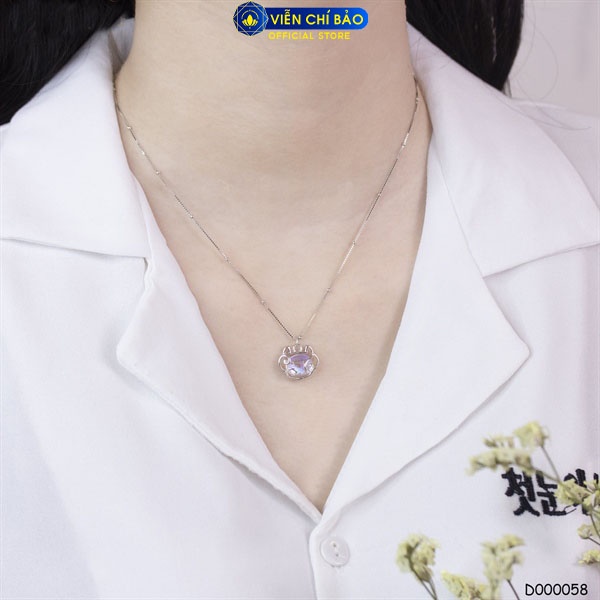 Dây chuyền trường mệnh đá mặt trăng chất liệu bạc Thái 925 thời trang phụ kiện trang sức nữ Viễn Chí Bảo D000058