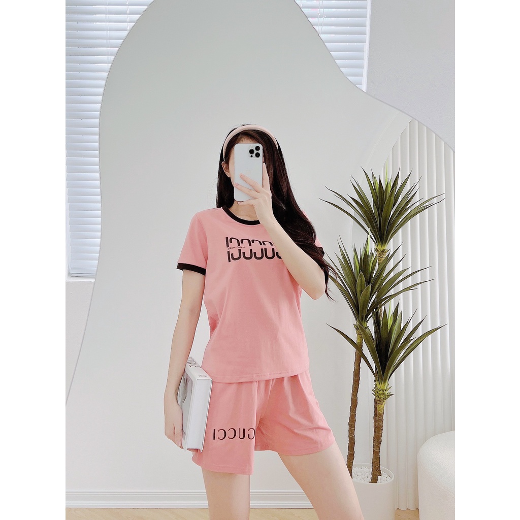 Bộ Đồ Nữ Ép Chữ Nổi Sắc Nét Chất Vải Cotton 4 Chiều, Bộ Hè Nữ Thoáng Mát Thấm Hút Mồ Hôi Phù Hợp Mùa Hè  CS009