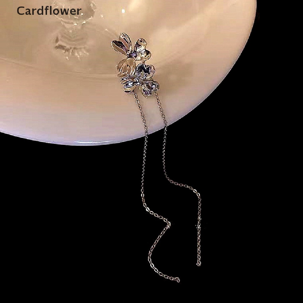 1 Khuyên Kẹp Vành Tai Dáng Dài Hình Hoa Màu Bạc Thời Trang Cho Nữ