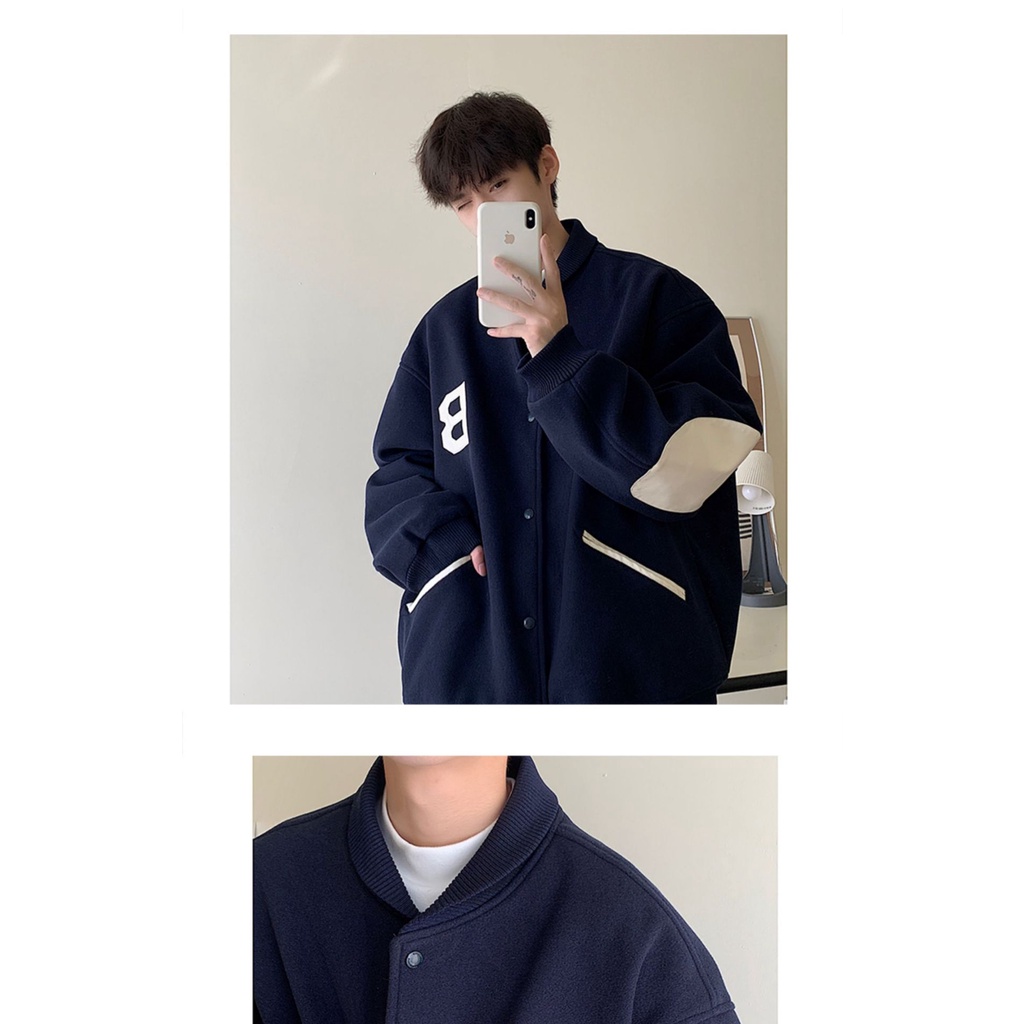 Áo Khoác Bóng Chày Bằng Da Cao Cấp Phong Cách vintage Đường Phố Cho Nam